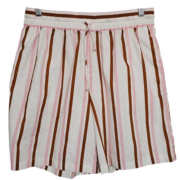 Anthropologie Boxy‎ Bermuda Shorts Small Pink Stripe Beach Coast Summer Vacation - Picture 1 of 5